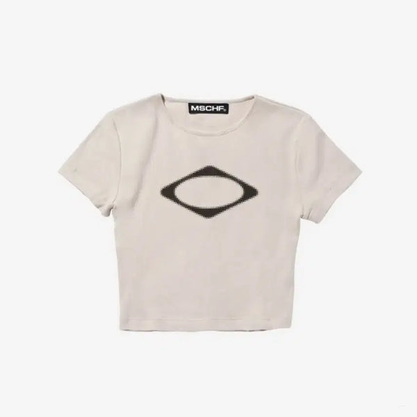 [BUNJANG] Mischief Rhombus Blur Short Sleeve T-Shirt Beige / 미스치프 롬버스 블러 반팔 티셔츠 베이지