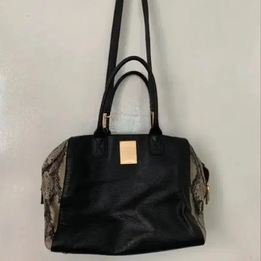 [BUNJANG] Couronne Black Vampy Shoulder & Tote Bag / 쿠론 블랙-뱀피 숄더앤 토드겸용 백