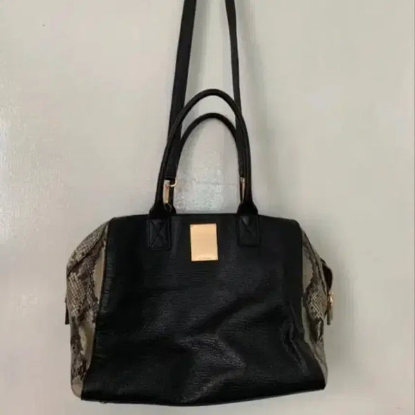 [BUNJANG] Couronne Black Vampy Shoulder & Tote Bag / 쿠론 블랙-뱀피 숄더앤 토드겸용 백