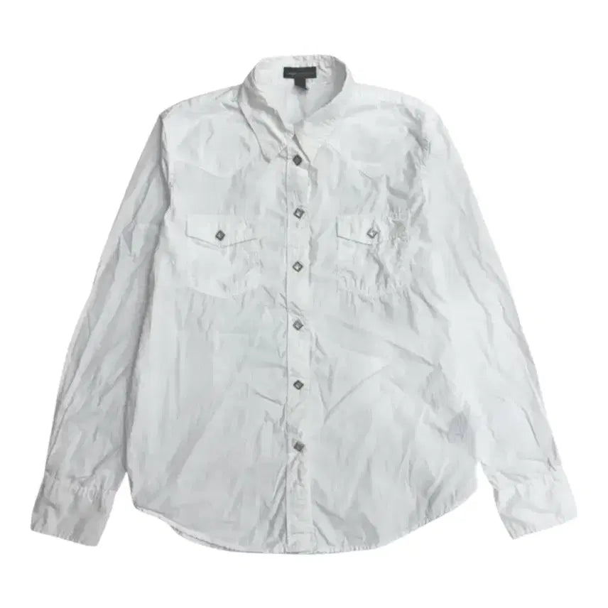 [BUNJANG] Polo Ralph Lauren Women's Diamond Pattern Button White Shirt / (바배) 폴로 랄프로렌 우먼스 다이아 패턴 단추 화이트 셔츠
