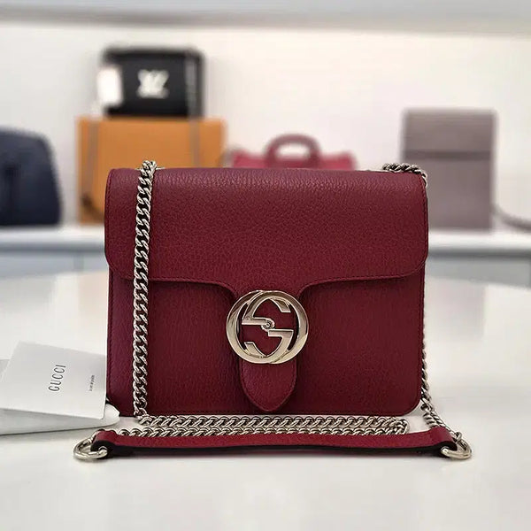[BUNJANG] Gucci Interlocking GG Chain Small Crossbody Bag Red / 구찌 인터로킹 GG 체인 스몰 크로스백 레드 510304