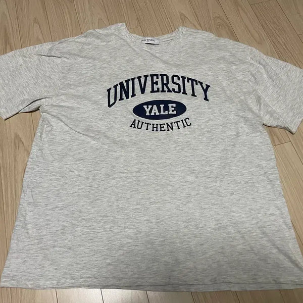 [BUNJANG] RAW STUDIO Yale Authentic Graphic T-Shirt Grey / RAW STUDIO 그레이 반팔티 프리