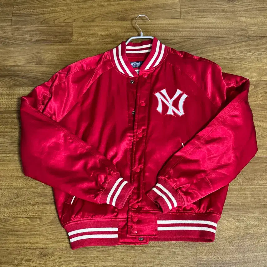 [BUNJANG] Polo Ralph Lauren Yankees Collaboration Satin Jacket / 폴로 양키스 새틴 재킷 랄프레드 M 실착4회