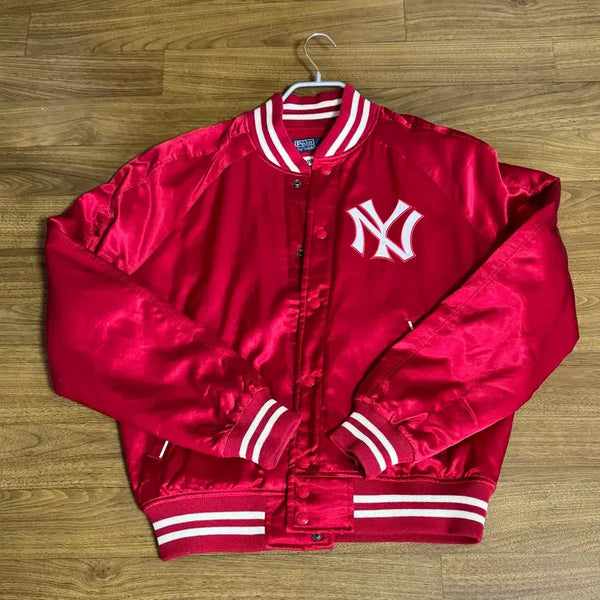 [BUNJANG] Polo Ralph Lauren Yankees Collaboration Satin Jacket / 폴로 양키스 새틴 재킷 랄프레드 M 실착4회