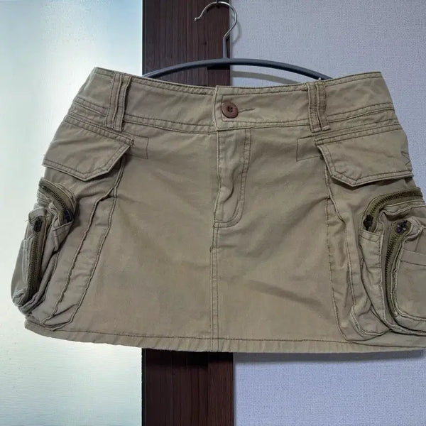 [BUNJANG] Vintage Beige Cargo Mini Skirt / 빈티지 베이지 카고 미니스커트