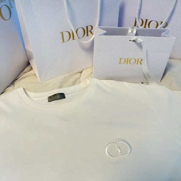 [BUNJANG] Dior CD White Organic Jersey Short Sleeve T-Shirt / 새상품 디올 CD 화이트 오가닉 저지 반팔티 판매