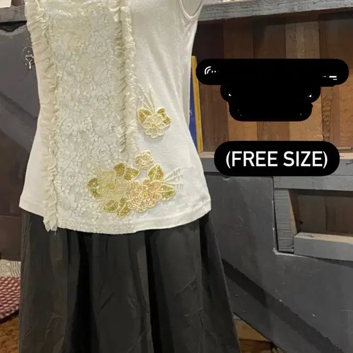 [BUNJANG] 2 Piece Vintage Lace Frill Cami Top & Skirt Set / 2p 빈티지 레이스 프릴 나시 탑 빈티지 코디셋세트 지구네