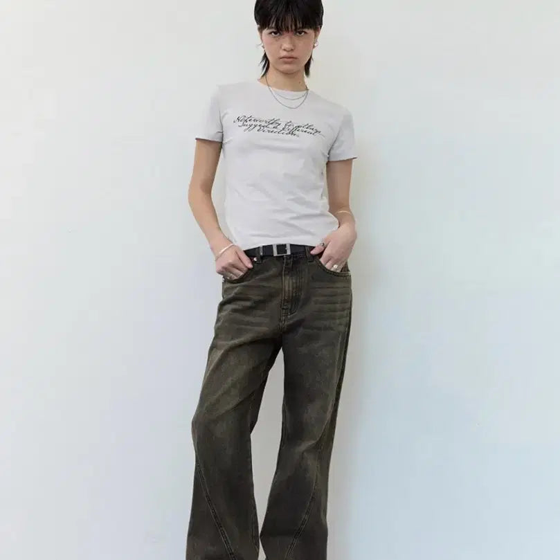 [BUNJANG] Millowmoon Curved Flare Jeans Washed Brown / 밀로우먼 커브드 플레어 진 [워시드 브라운]