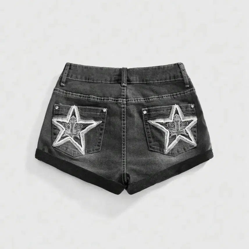 [BUNJANG] Embroidered Denim Shorts / 자수 데님 숏팬츠 청반바지 별