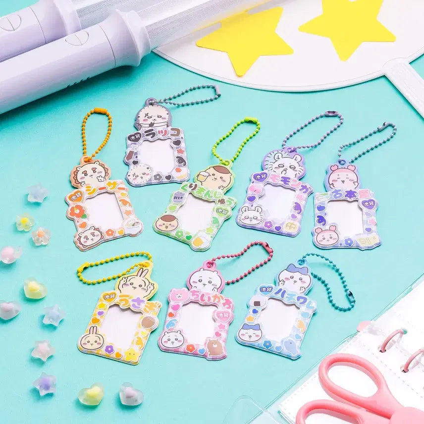 [BUNJANG] Chiikawa Go! Ikebukuro Limited Trading Mini Photo Holder Keychain (Usagi, Shisa, Kurimanju, Kani) / 치이카와 Go!IKEBUKURO 한정 키링 (우사기,시사,쿠리만쥬,카니)