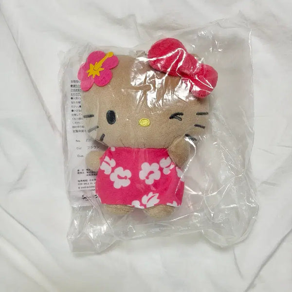 [BUNJANG] Sanrio Hello Kitty Abeille Tanning Hawaiian Wink Mascot Doll Keychain / 산리오 헬로키티 아베일 태닝 키티 하와이안 윙크 마스코트 인형 키링