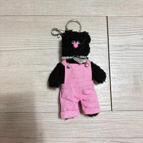 [BUNJANG] Monami Pink Bear Overalls Keychain / 모남희 블핑이 키링 멜빵바지 포함