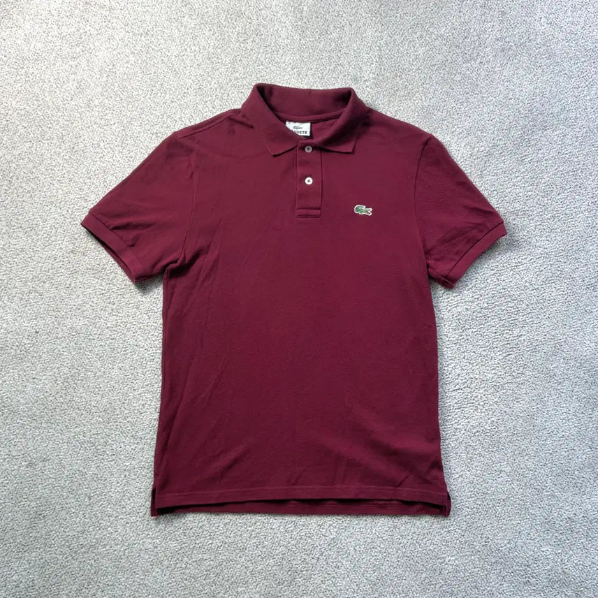 [BUNJANG] Lacoste Embroidered Logo Detail Pique Polo Shirt Burgundy / 라코스테 자수로고 디테일 피케이 티셔츠y 버건디 3 한국95