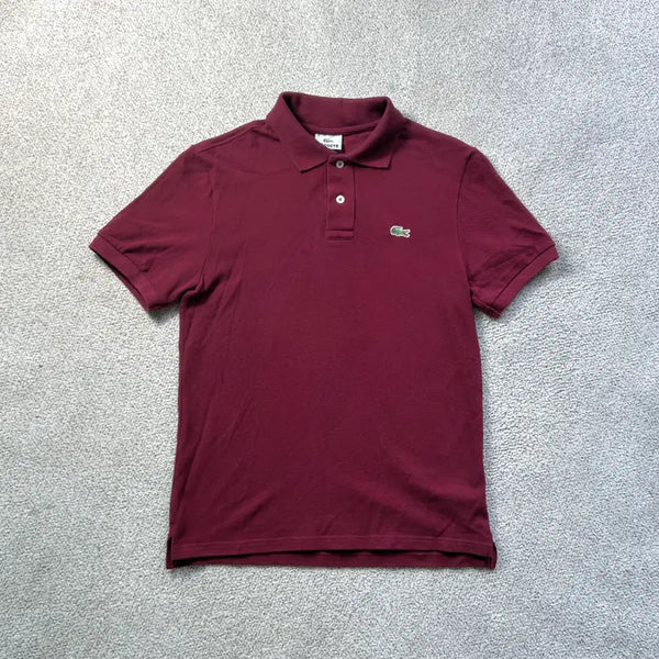[BUNJANG] Lacoste Embroidered Logo Detail Pique Polo Shirt Burgundy / 라코스테 자수로고 디테일 피케이 티셔츠y 버건디 3 한국95