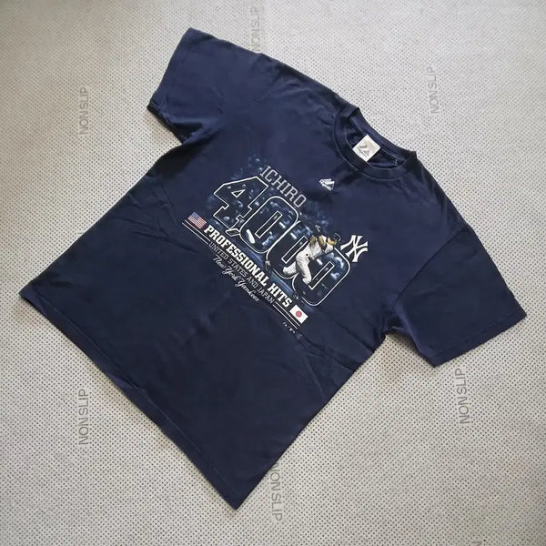 [BUNJANG] Majestic Ichiro Suzuki 4000 Hits Professional New York Yankees Short Sleeve T-Shirt / 마제스틱 이치로 4000 프로페셔널 히트 뉴욕 양키스 반팔 티셔츠