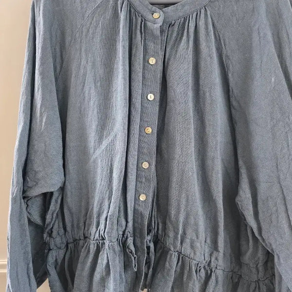 [BUNJANG] Bonpang Linen Blouse Blue / 본빠옹 린넨 블라우스 블루