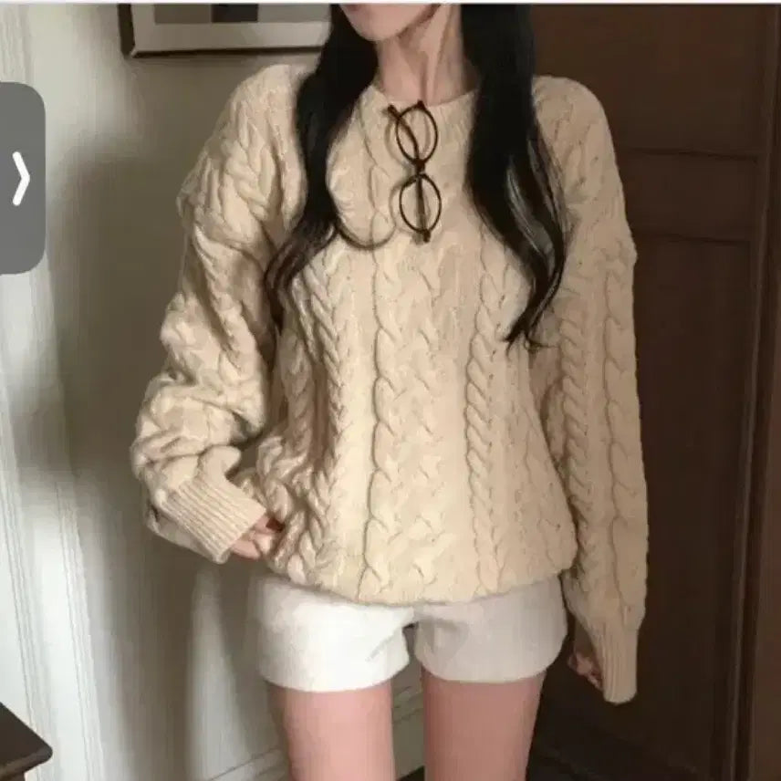 [BUNJANG] Hinique Runky Knit Cream / 히니크 런키 니트 크림