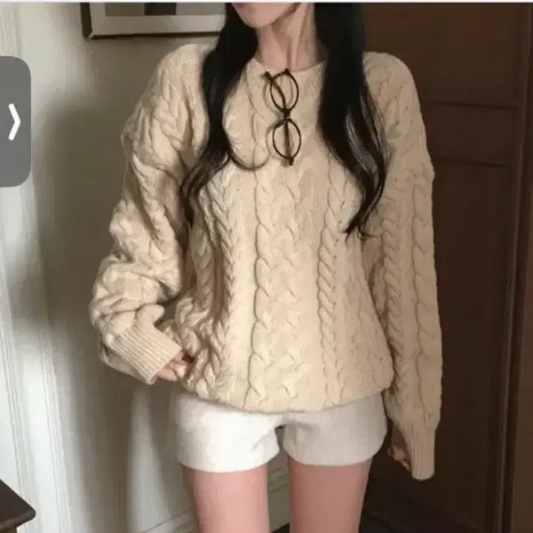 [BUNJANG] Hinique Runky Knit Cream / 히니크 런키 니트 크림