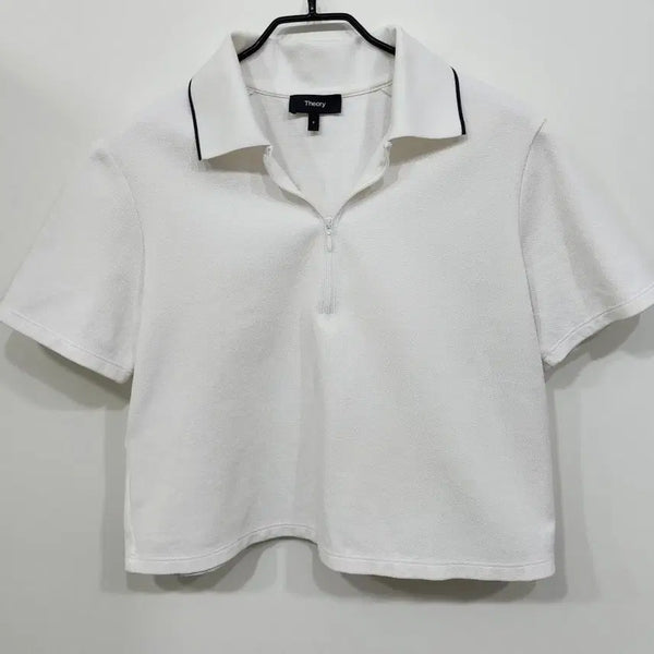 [BUNJANG] Theory White Short-Sleeve Zip-Up Shirt / Theory 반팔 집업 셔츠