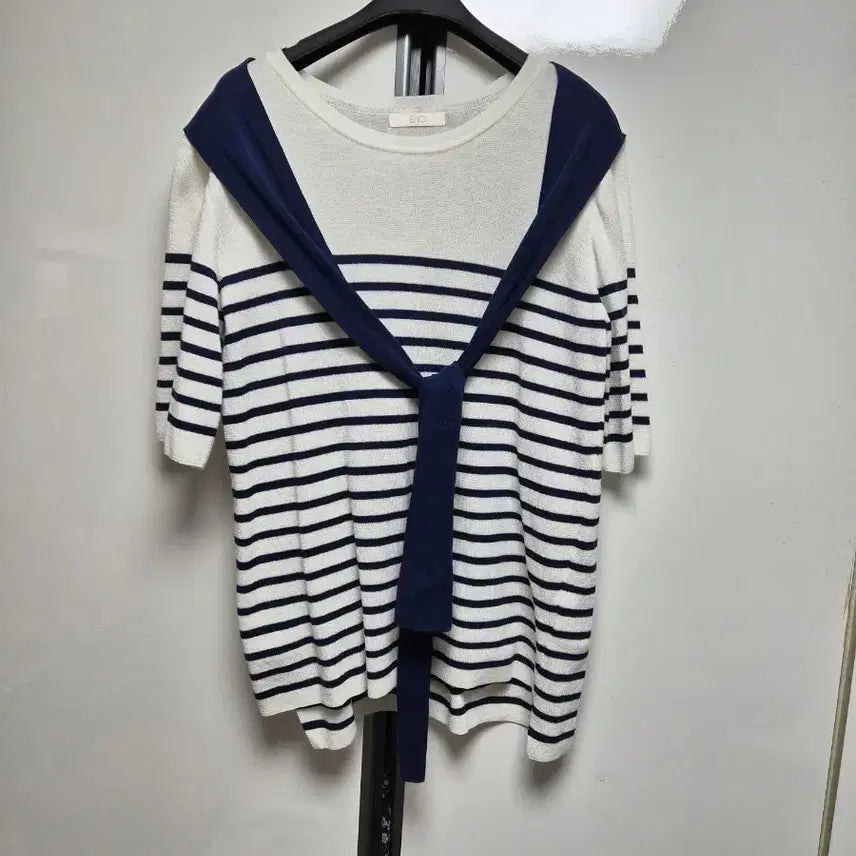 [BUNJANG] Navy Stripe Knit Shawl / Enc숄니트66
