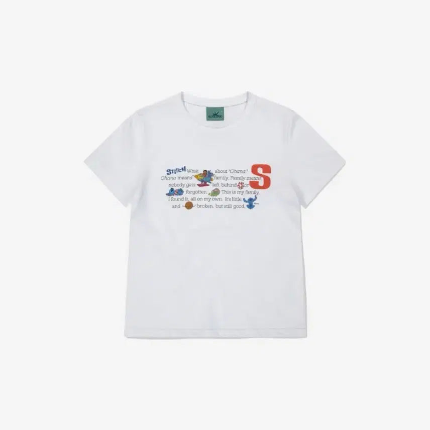 [BUNJANG] Sunlove Stitch W Phrase Short Sleeve T-Shirt White / 썬러브 스티치 반팔티 W Phrase Tee White