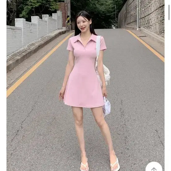 [BUNJANG] PK Kara Mini Flare Dress / 피케이 카라 미니플레어원피스