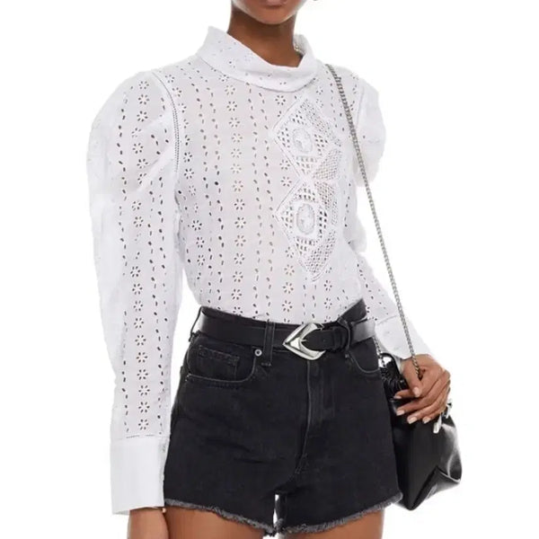 [BUNJANG] Isabel Marant White Eyelet Lace Blouse Size 36 / 이자벨 마랑 화이트 아일렛 레이스 블라우스 36사이즈