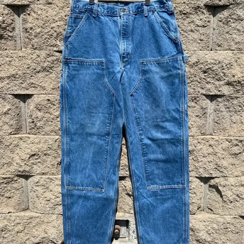 [BUNJANG] Carhartt B73 Double-Knee Distressed Indigo Work Pants 36x36 / 빈티지 칼하트 더블니 워크 팬츠 DST 36x36