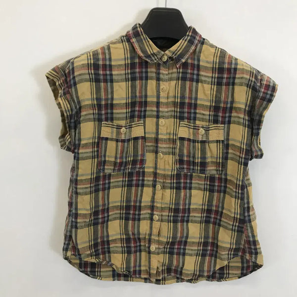 [BUNJANG] Nigel Cabourn Sleeveless Check Shirt Brown Linen Size 38 / 나이젤카본 슬리브리스 체크셔츠 [38]