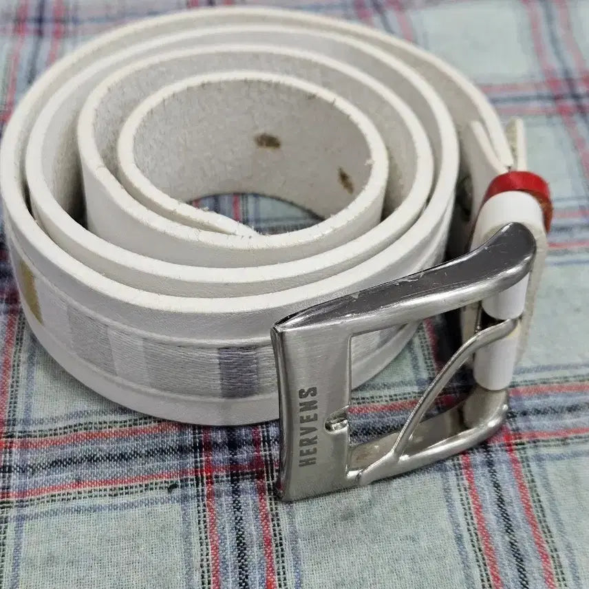 [BUNJANG] HERVENS White Leather Belt / 화이트 가죽 벨트