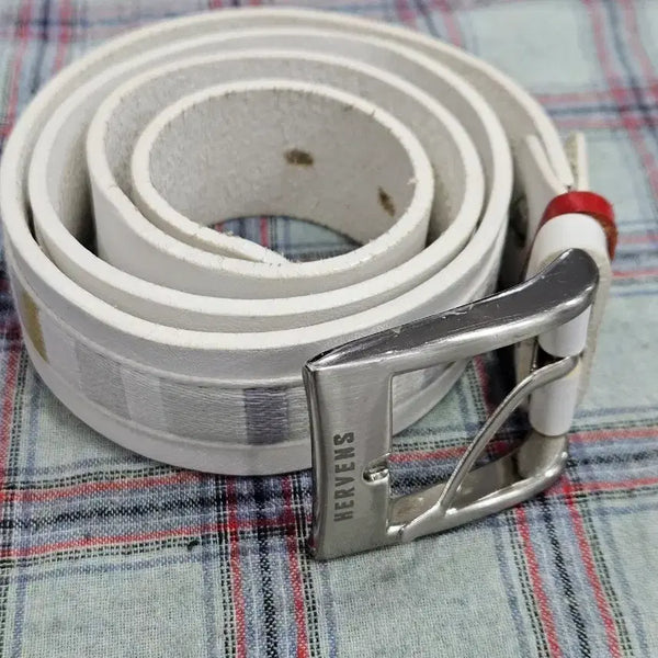 [BUNJANG] HERVENS White Leather Belt / 화이트 가죽 벨트