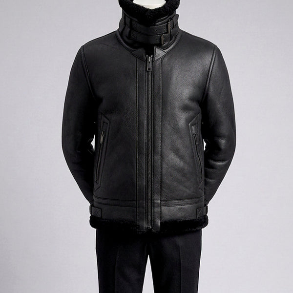 [BUNJANG] ZIOZIA And Z Kim Soo Hyun Black Lambskin Shearling B-3 Bomber Jacket (Size 100) / 지오지아 And Z/앤드지 249 타임 모티브 양가죽 무스탕 자켓/100