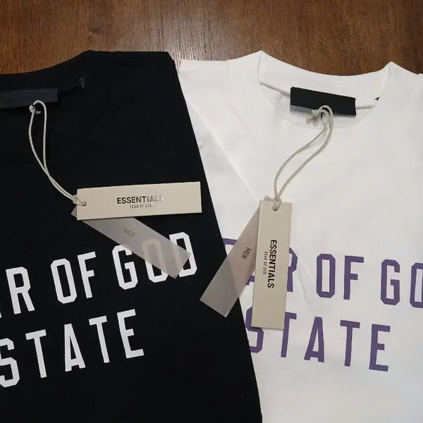 [BUNJANG] Fear of God Essentials T-Shirt (Black/White) - Size L / 피어 오브 갓 에센셜 반팔 티셔츠 블랙/화이트 L