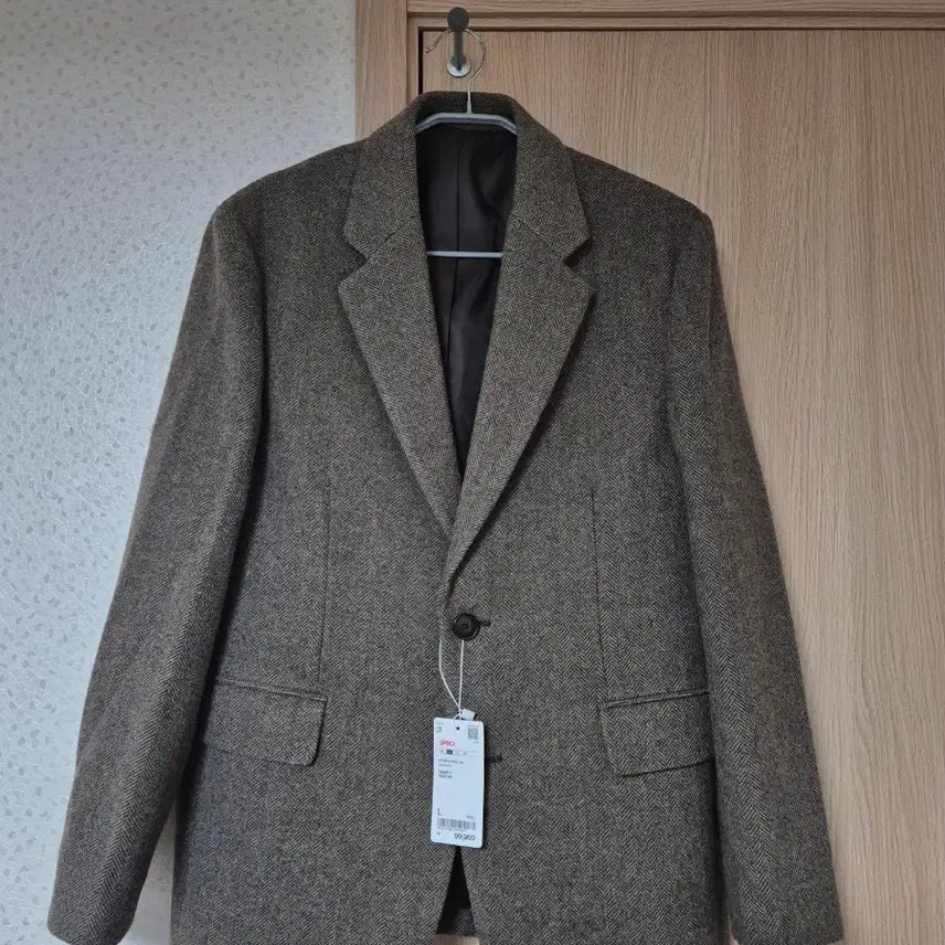 [BUNJANG] SPAO Men's Wool Blend Herringbone Jacket Brown L / [새상품] 스파오 남성 울혼방 헤링본 재킷 브라운 L