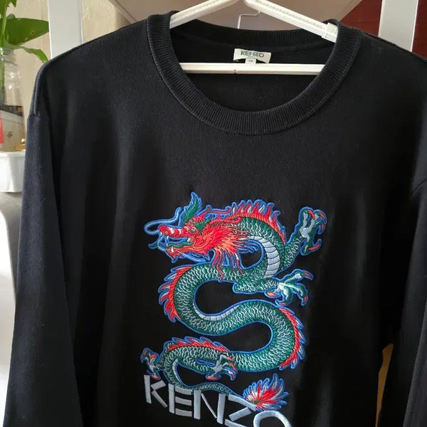 [BUNJANG] Kenzo Dragon Embroidery Black Men's Sweatshirt XL / [초희귀_흡연X] 겐조 용 자수 블랙 남성 맨투맨