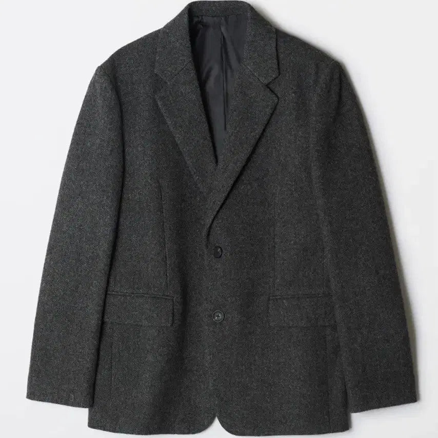 [BUNJANG] SPAO Men's Wool Blend Herringbone Jacket Charcoal L / [새상품] 스파오 남성 울혼방 헤링본 재킷 차콜 L