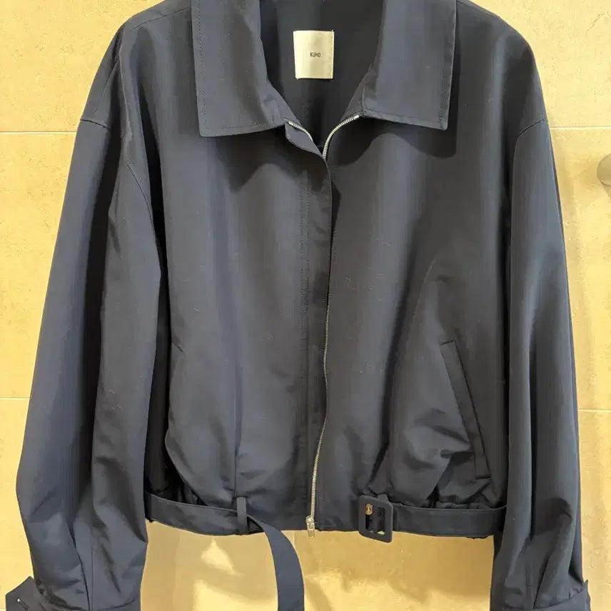 [BUNJANG] KUHO Belt Detail Blouson Jumper / 구호 벨트 디테일 쇼트 점퍼,블루종(새상품)
