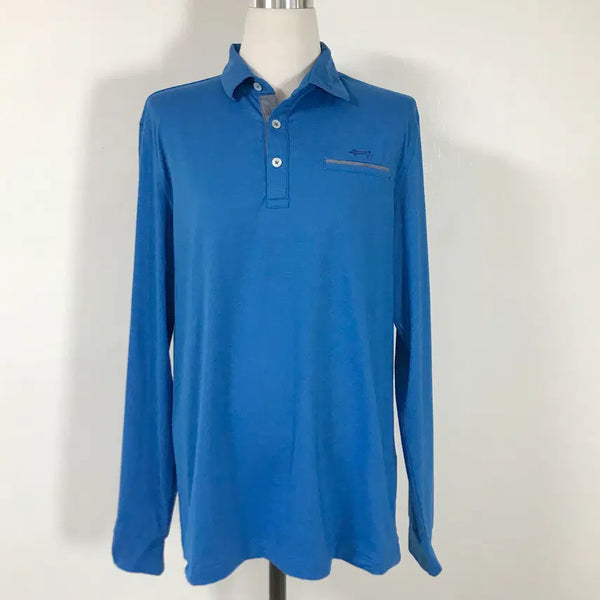 [BUNJANG] Louis Castel Men's Blue Golf Long Sleeve T-Shirt Size 95 / 루이까스텔 남성블루골프웨어긴팔티95호호상점