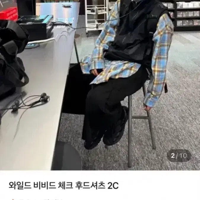 [BUNJANG] Dansstudio Vivid Check Hoodie / [새상품] 단스튜디오 비비드 체크 후드셔츠