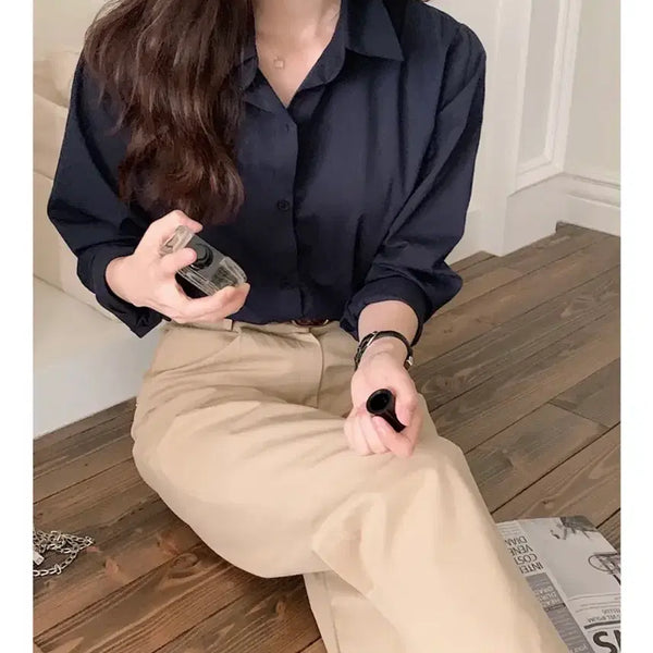 [BUNJANG] Landmade Twill Bio Cotton Standard Fit Shirt Navy / 트윌 바이오 코튼 셔츠 스탠다드핏 네이비
