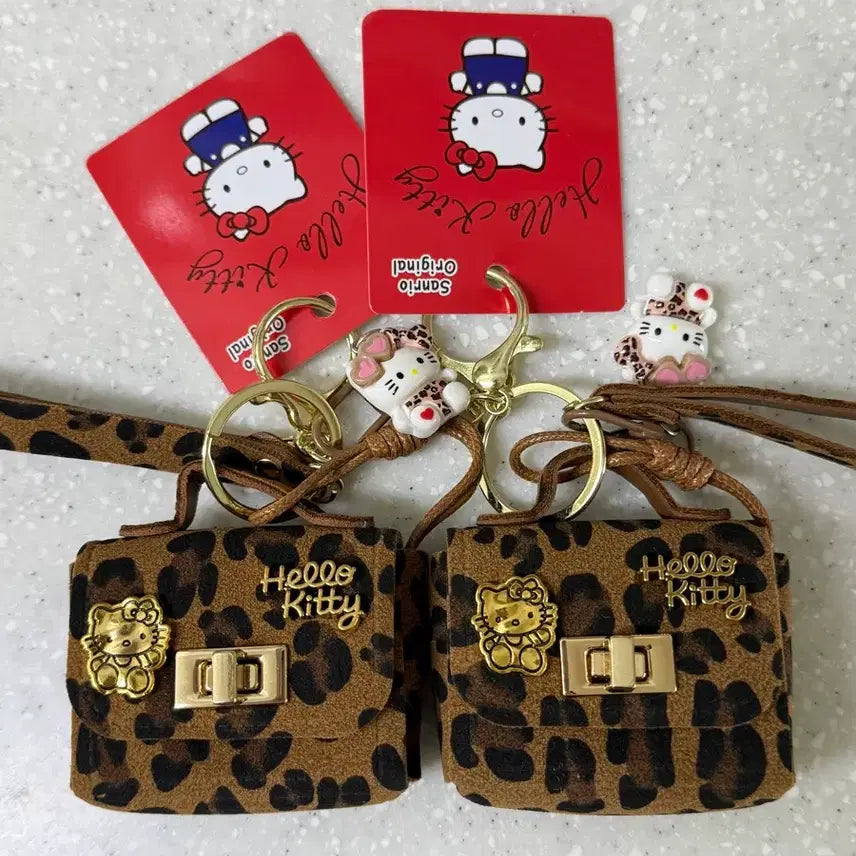 [BUNJANG] Hello Kitty Leopard Mini Bag Airpods Crossbody Pouch Keychain / 헬로키티 레오파드 미니백 에어팟 크로스백 파우치 키링