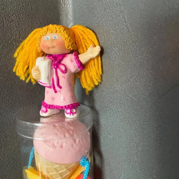 [BUNJANG] 1983s Yellow Hair Pink Pajama Mini Cabbage Doll (Rare) / 1983s/옐로우헤어에 핑크 파자마가 귀여운 빈티지 미니양배추(rare)