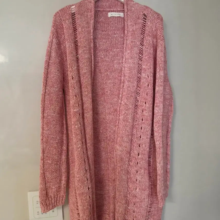 [BUNJANG] Misha Long Cardigan (Pink, Knit) / 미샤 롱 가디건 F