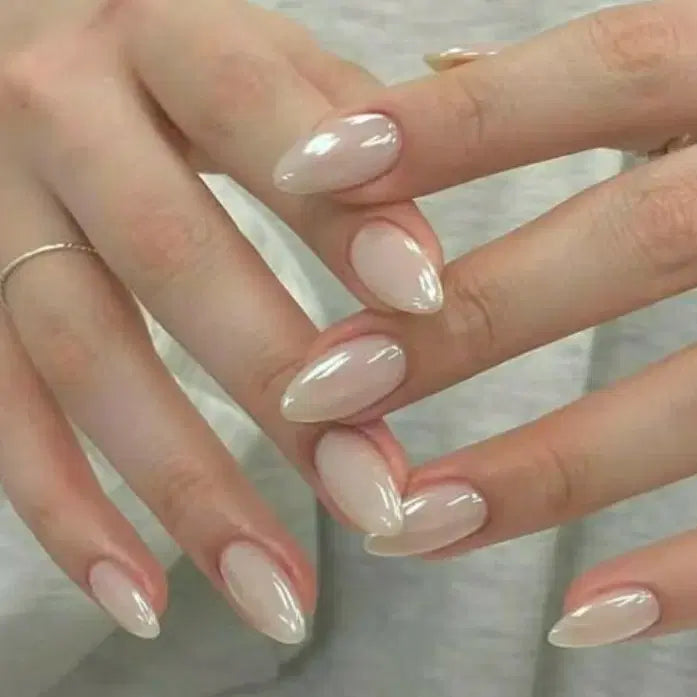 [BUNJANG] Handmade Water Glow Powder Nail Tips Set / 물광 파우더 수제네일팁