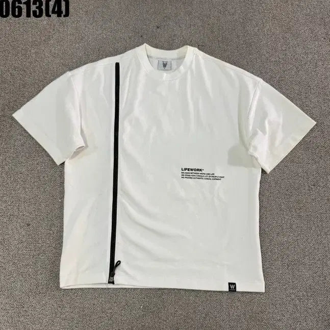 [BUNJANG] Life Work Zipper Point Short Sleeve T-Shirt White M / 라이프워크 지퍼 포인트 반팔티 화이트 M 0613