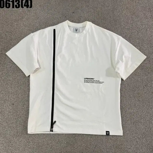 [BUNJANG] Life Work Zipper Point Short Sleeve T-Shirt White M / 라이프워크 지퍼 포인트 반팔티 화이트 M 0613