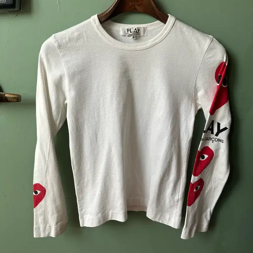[BUNJANG] Comme des Garçons PLAY Long Sleeve T-Shirt White Size S / 꼼데가르송 플레이 롱슬리브 화이트 S (85)정품