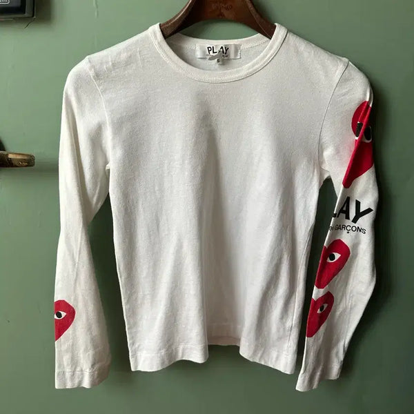 [BUNJANG] Comme des Garçons PLAY Long Sleeve T-Shirt White Size S / 꼼데가르송 플레이 롱슬리브 화이트 S (85)정품