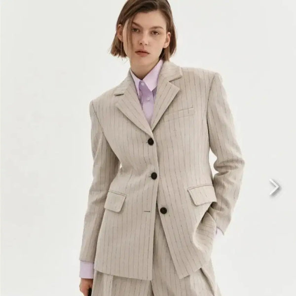 [BUNJANG] ORR Stripe Linen Blend Jacket / 오르 ORR 스트라이프 린넨 혼방 자켓