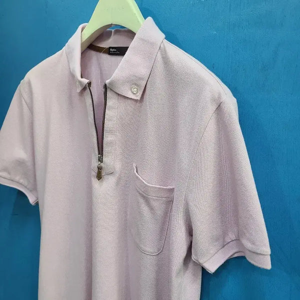 [BUNJANG] Goingdown Japanese Vintage Pink Half-Zip Polo Shirt L / 일본 빈티지 핑크 반집업 카라티 like아메카지